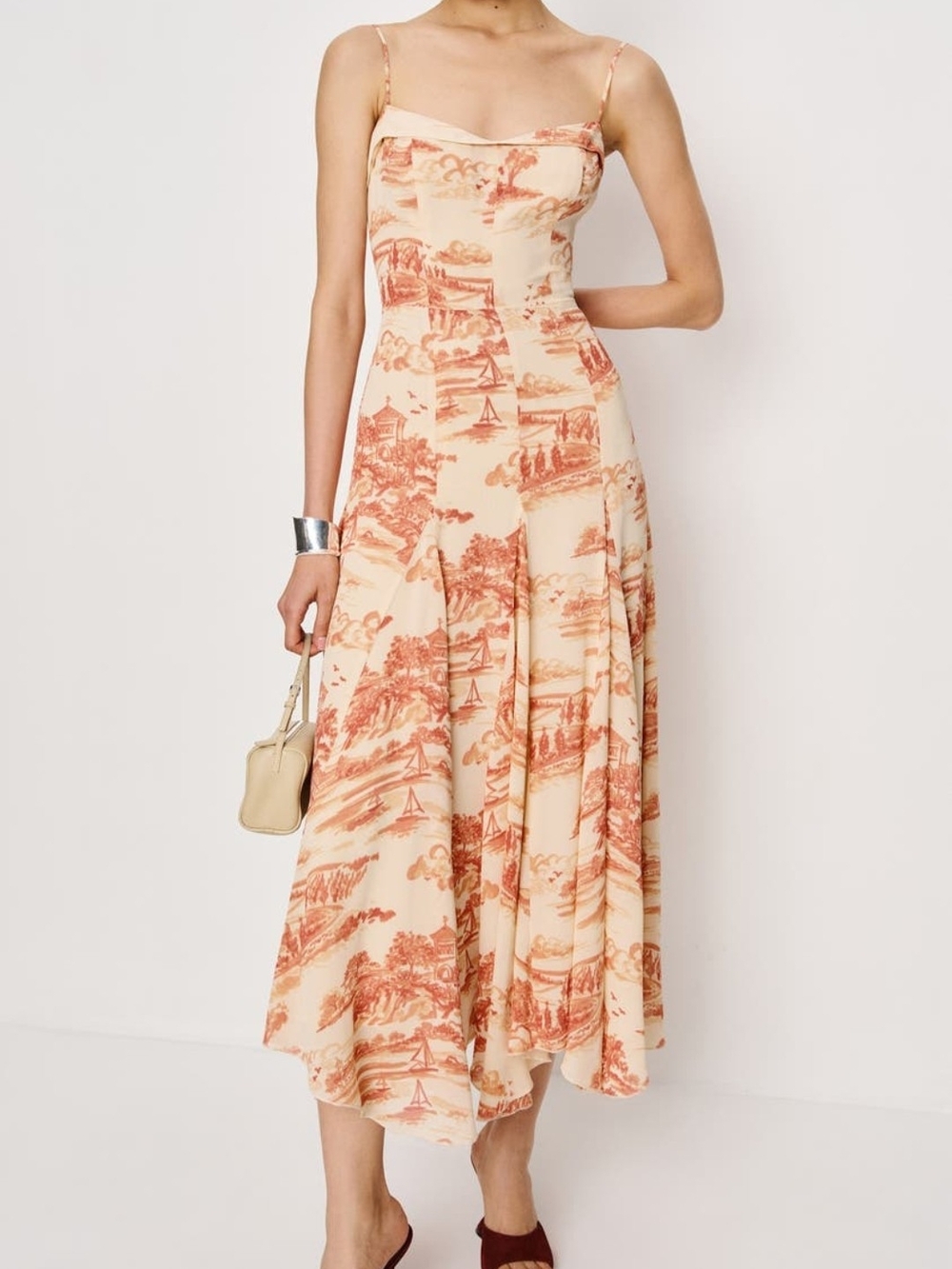 NWT Reformation Fredo Landscape Print Open Back Dress Size 10